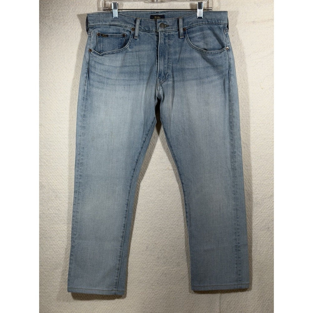 Polo Ralph Lauren Varick Slim Straight Jeans Mens 33x30 Light Wash Y2K